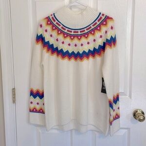 NWT Medium Vince Camuto Fair Isle Mock Neck Knit Sweater